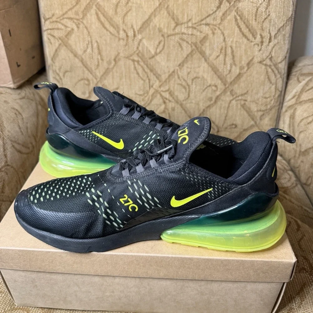 Nike Air Max 270 Anthracite Volt Black Neon Green AH8050-017 Mens 12.5 - Picture 3 of 9